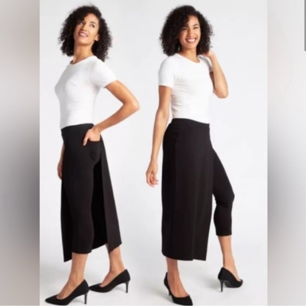 Betabrand Sassiest Pants Black Cropped pants skirt combo size XL Petite
